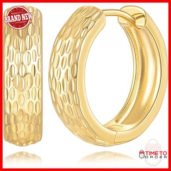 14K Gold Chunky Hoop Earrings 20mm Vintage Modern Style
